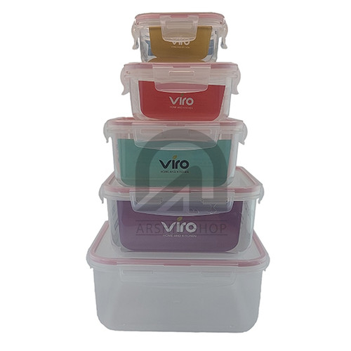 سرویس 5 تایی ظرف نگهدارنده مربع ویرو مدل 220