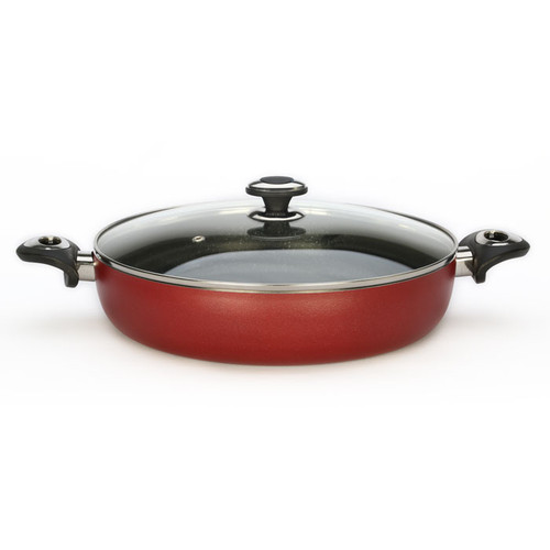 تابه دو دسته درب دار زرساب مدل گرانیتا سایز 32 GT232 زرشکی