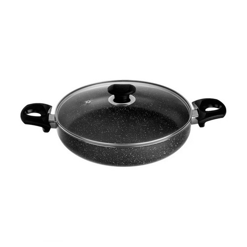 تابه دو دسته درب دار زرساب مدل ویولت سایز 28 VL228 مشکی